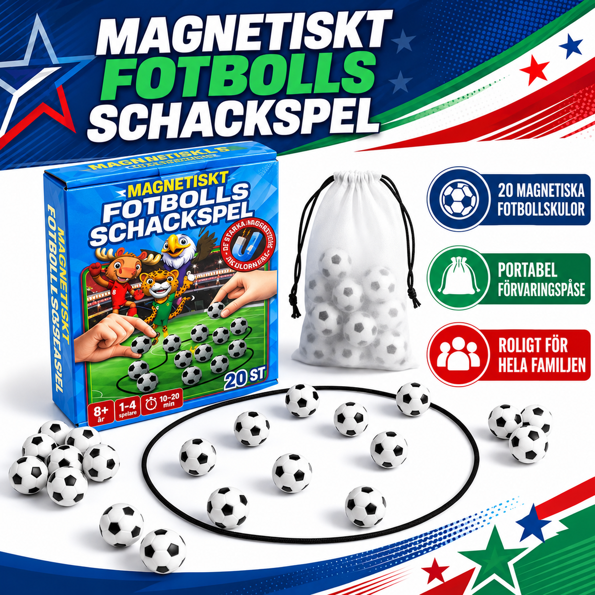 Magnetiskt fotbollsspel med spelrep