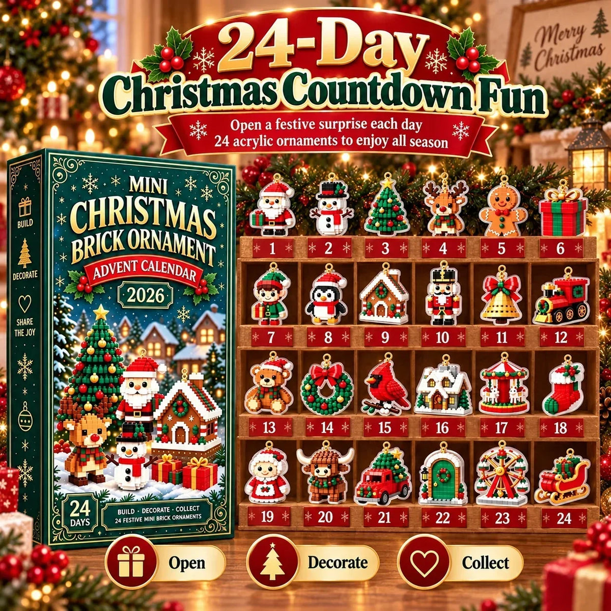 Adventskalender med 24 mini-julhängen